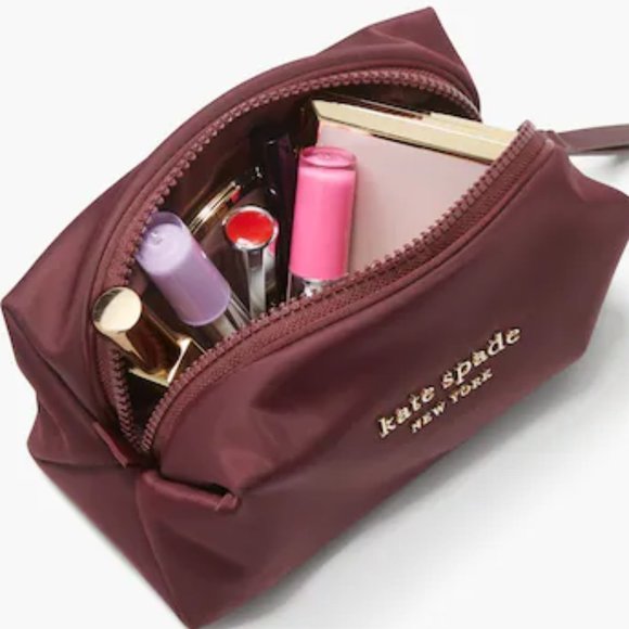 Kate Spade Everything Puffy Merlot Medium Cosmetic Case - Picture 5 of 10